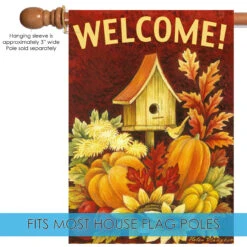Fall Birdhouse Outdoor House Flag 40" X 28" -PatioVibe Shop zzz20.5 50185.1682374183