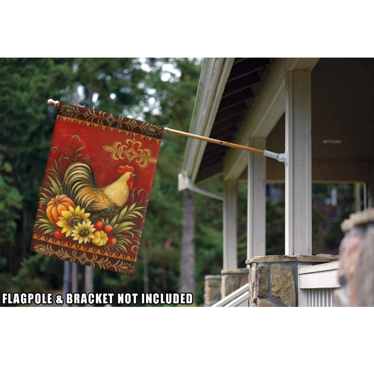Fall Harvest Rooster Outdoor House Flag 40" X 28" 2 Fall Harvest Rooster Outdoor House Flag 40" X 28" - Image 2