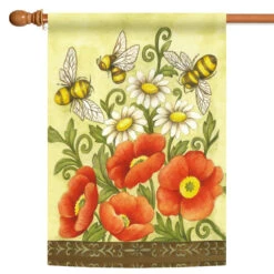 Bees And Wildflowers Outdoor House Flag 40" X 28"