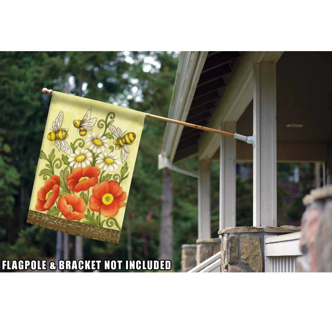 Bees And Wildflowers Outdoor House Flag 40" X 28" 2 Bees And Wildflowers Outdoor House Flag 40" X 28" - Image 2