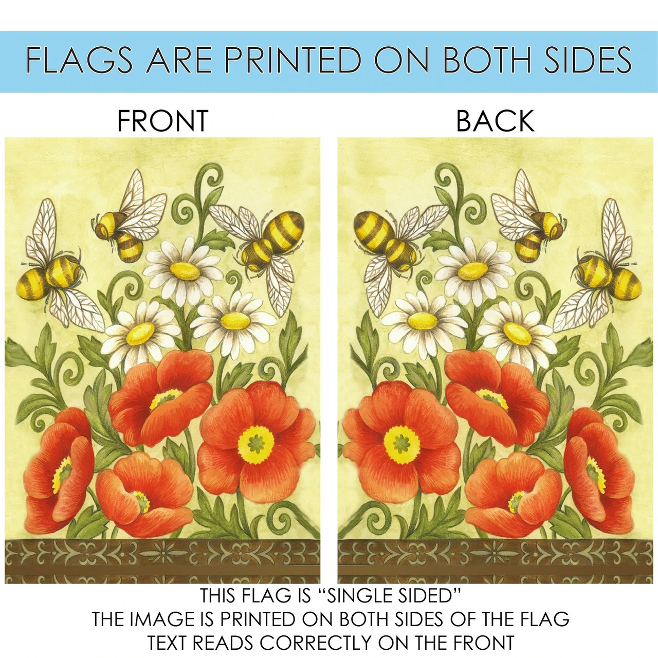 Bees And Wildflowers Outdoor House Flag 40" X 28" 4 Bees And Wildflowers Outdoor House Flag 40" X 28" - Image 4