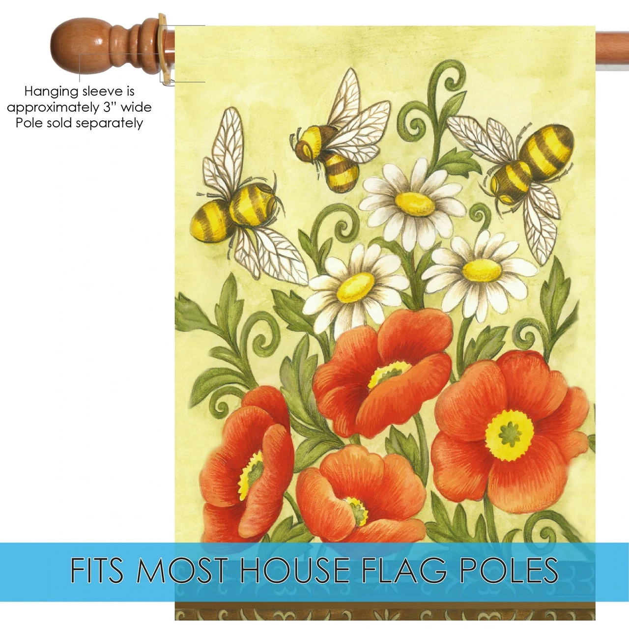 Bees And Wildflowers Outdoor House Flag 40" X 28" 5 Bees And Wildflowers Outdoor House Flag 40" X 28" - Image 5