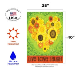 Sunflower Heart Outdoor House Flag 40" X 28" -PatioVibe Shop zzz37.3 25452.1682375585