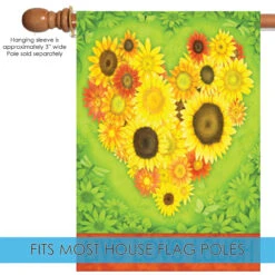Sunflower Heart Outdoor House Flag 40" X 28" -PatioVibe Shop zzz37.5 47095.1682375585