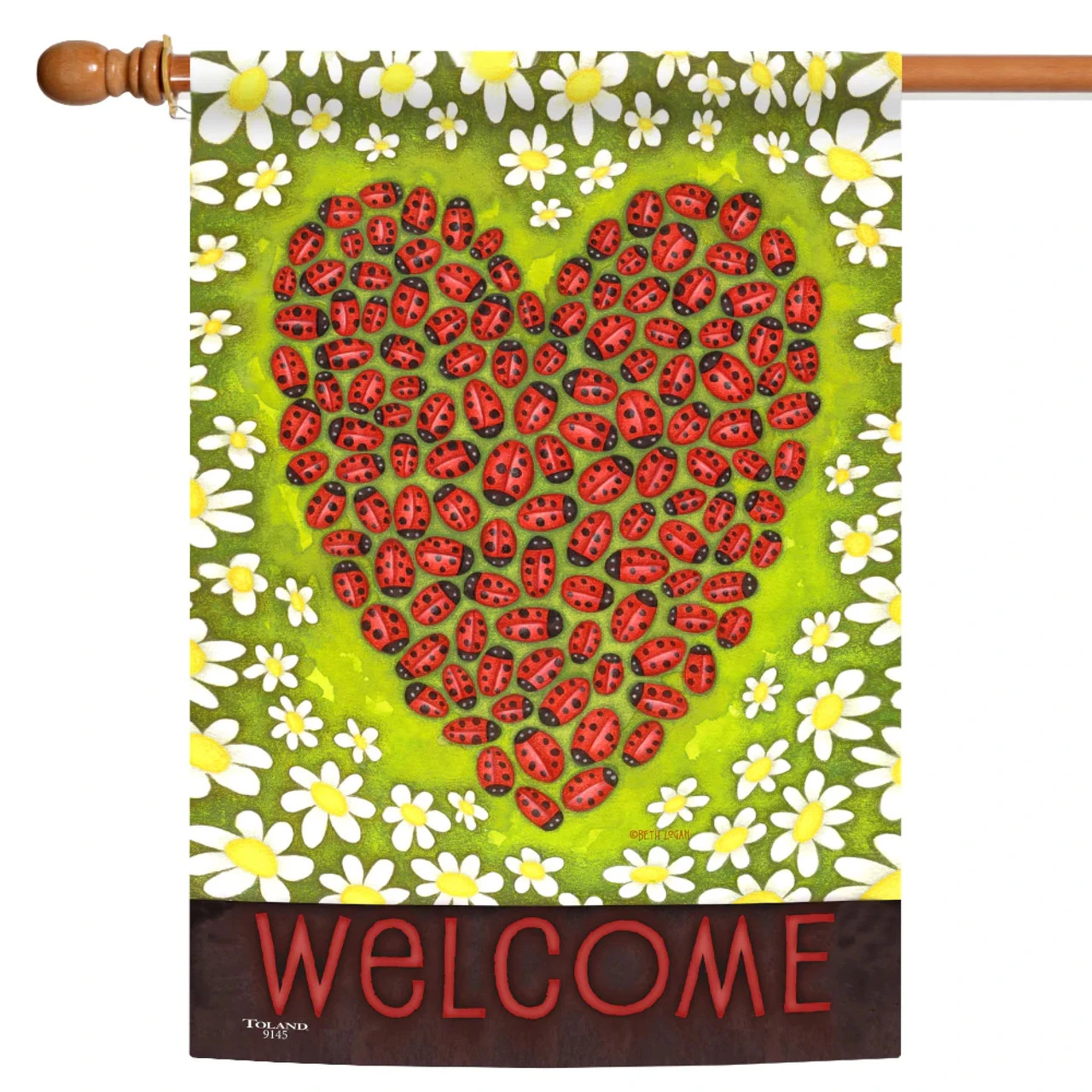 Ladybug Heart Outdoor House Flag 40" X 28" 1 Ladybug Heart Outdoor House Flag 40" X 28"
