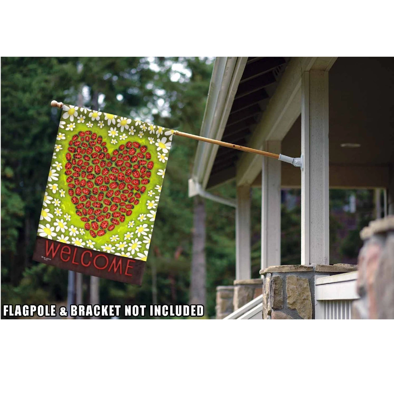 Ladybug Heart Outdoor House Flag 40" X 28" 2 Ladybug Heart Outdoor House Flag 40" X 28" - Image 2