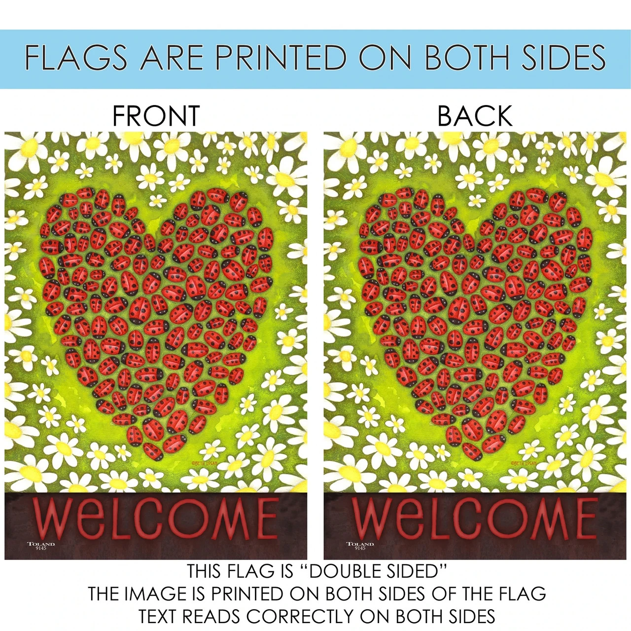 Ladybug Heart Outdoor House Flag 40" X 28" 4 Ladybug Heart Outdoor House Flag 40" X 28" - Image 4