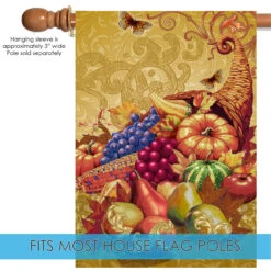Fall Harvest Mountain Of Thanks Outdoor House Flag 40" X 28" -PatioVibe Shop zzzz1.5 08706.1682375373