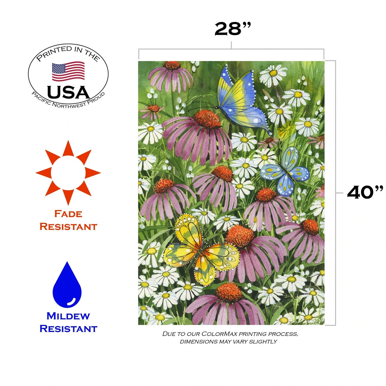 Coneflower Dance Outdoor House Flag 40" X 28" 3 Coneflower Dance Outdoor House Flag 40" X 28" - Image 3