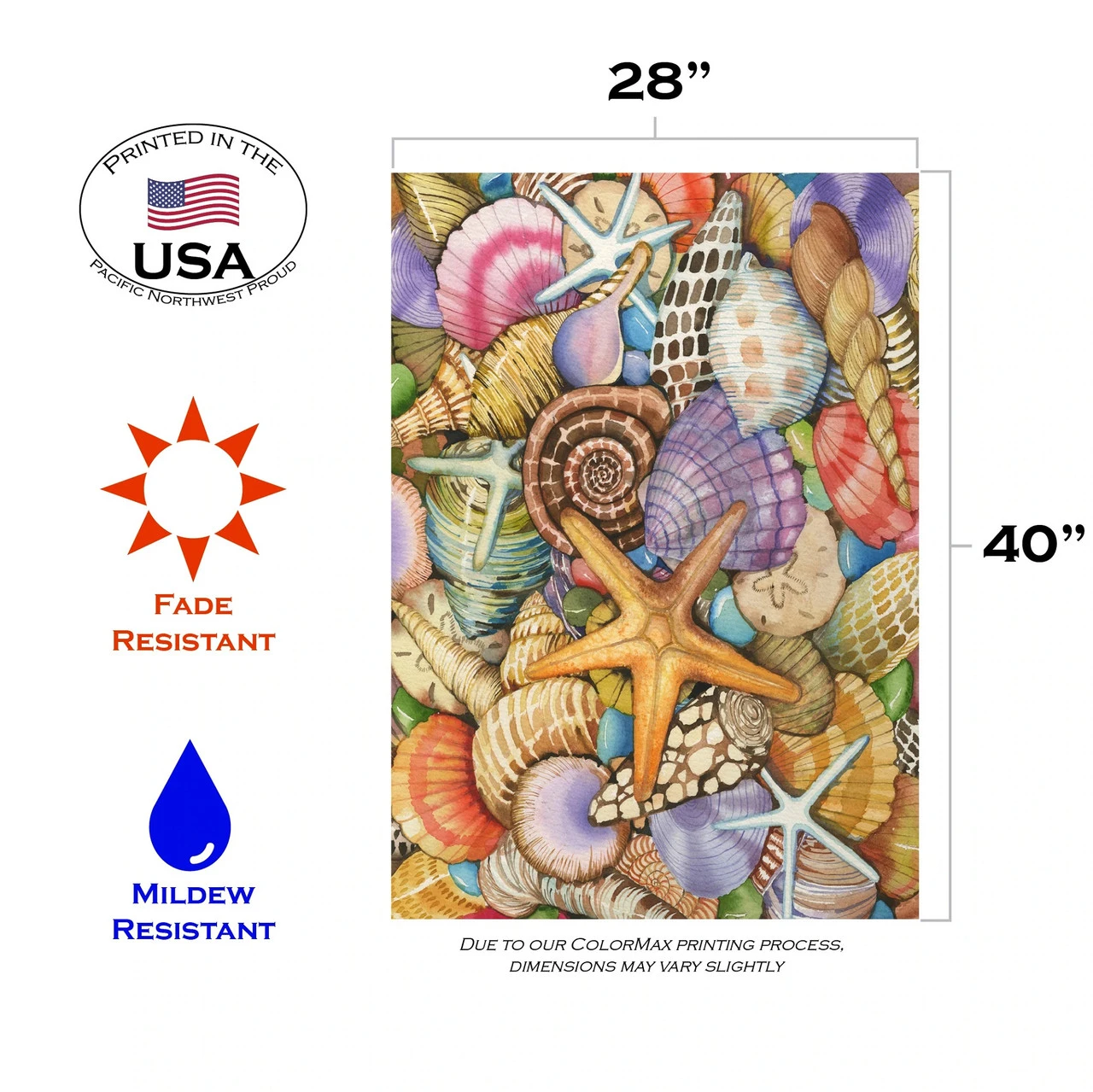 Shells Of The Sea Outdoor House Flag 40" X 28" 3 Shells Of The Sea Outdoor House Flag 40" X 28" - Image 3