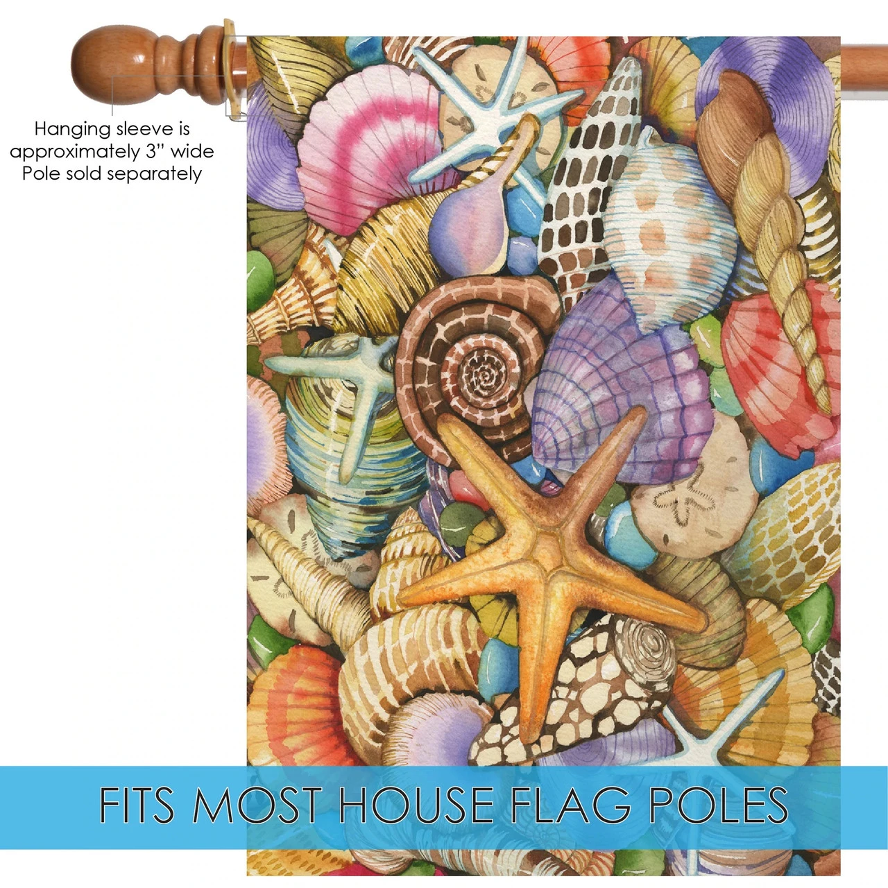 Shells Of The Sea Outdoor House Flag 40" X 28" 5 Shells Of The Sea Outdoor House Flag 40" X 28" - Image 5