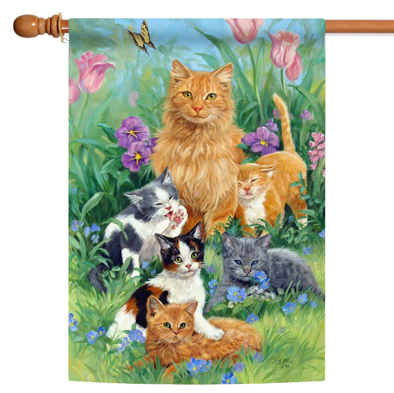 Meadow Cats Outdoor House Flag 40" X 28" 1 Meadow Cats Outdoor House Flag 40" X 28"