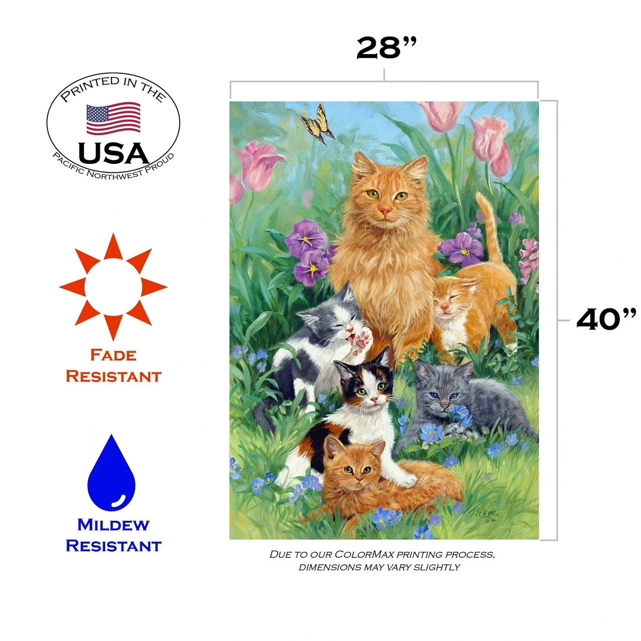 Meadow Cats Outdoor House Flag 40" X 28" 3 Meadow Cats Outdoor House Flag 40" X 28" - Image 3