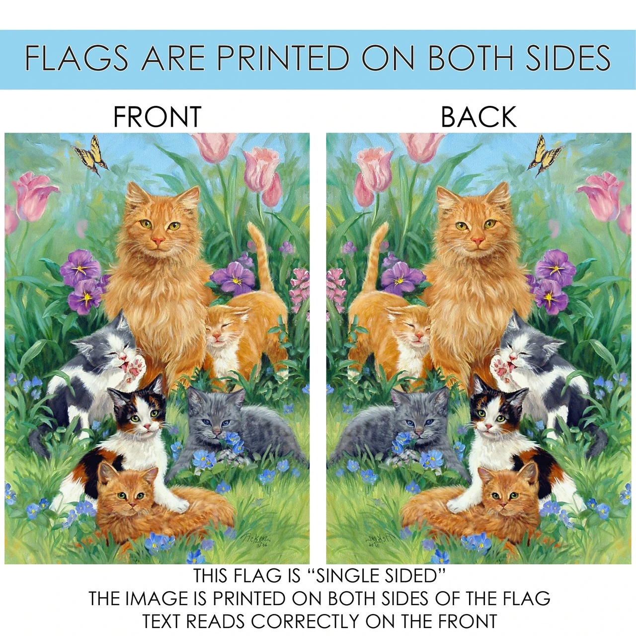 Meadow Cats Outdoor House Flag 40" X 28" 4 Meadow Cats Outdoor House Flag 40" X 28" - Image 4