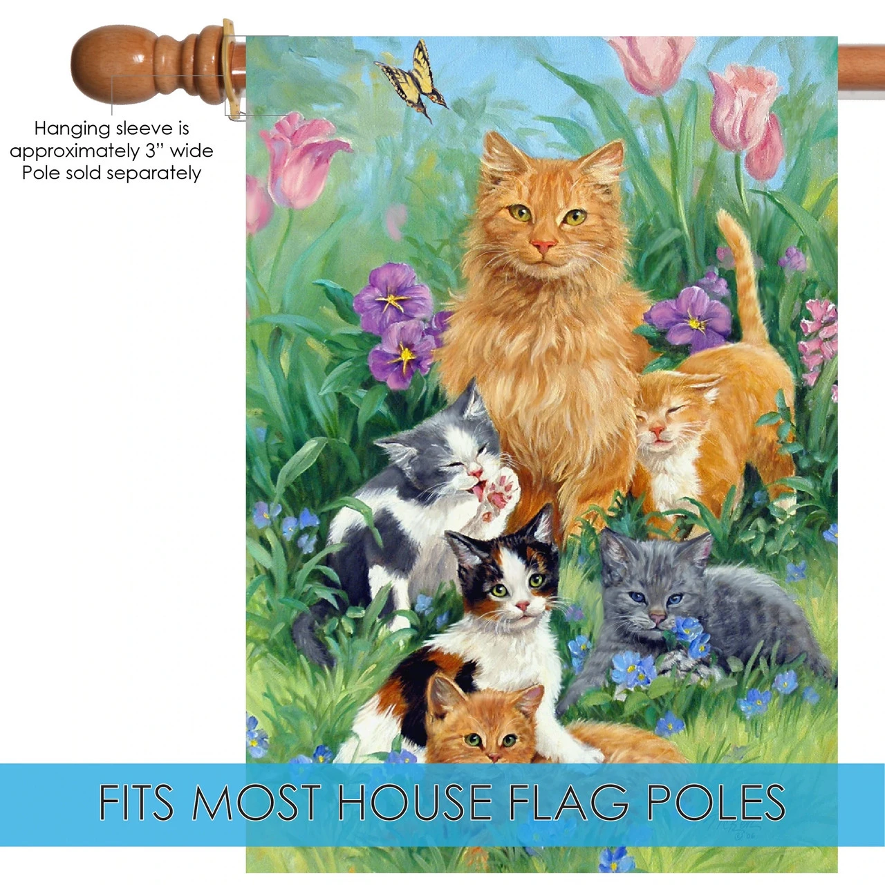 Meadow Cats Outdoor House Flag 40" X 28" 5 Meadow Cats Outdoor House Flag 40" X 28" - Image 5