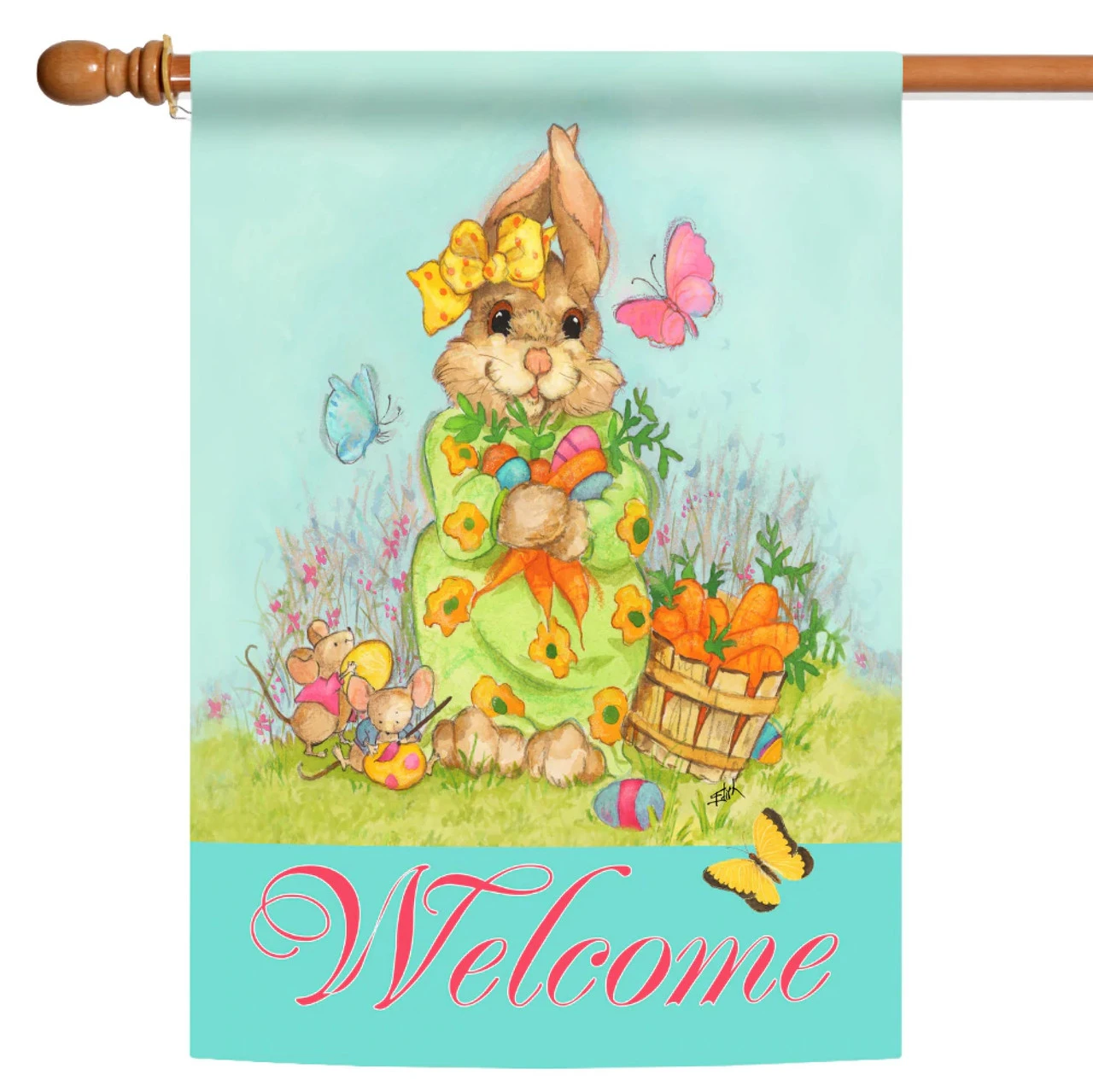 Easter Bounty 'Welcome' Outdoor House Flag 40" X 28" 1 Easter Bounty 'Welcome' Outdoor House Flag 40" X 28"