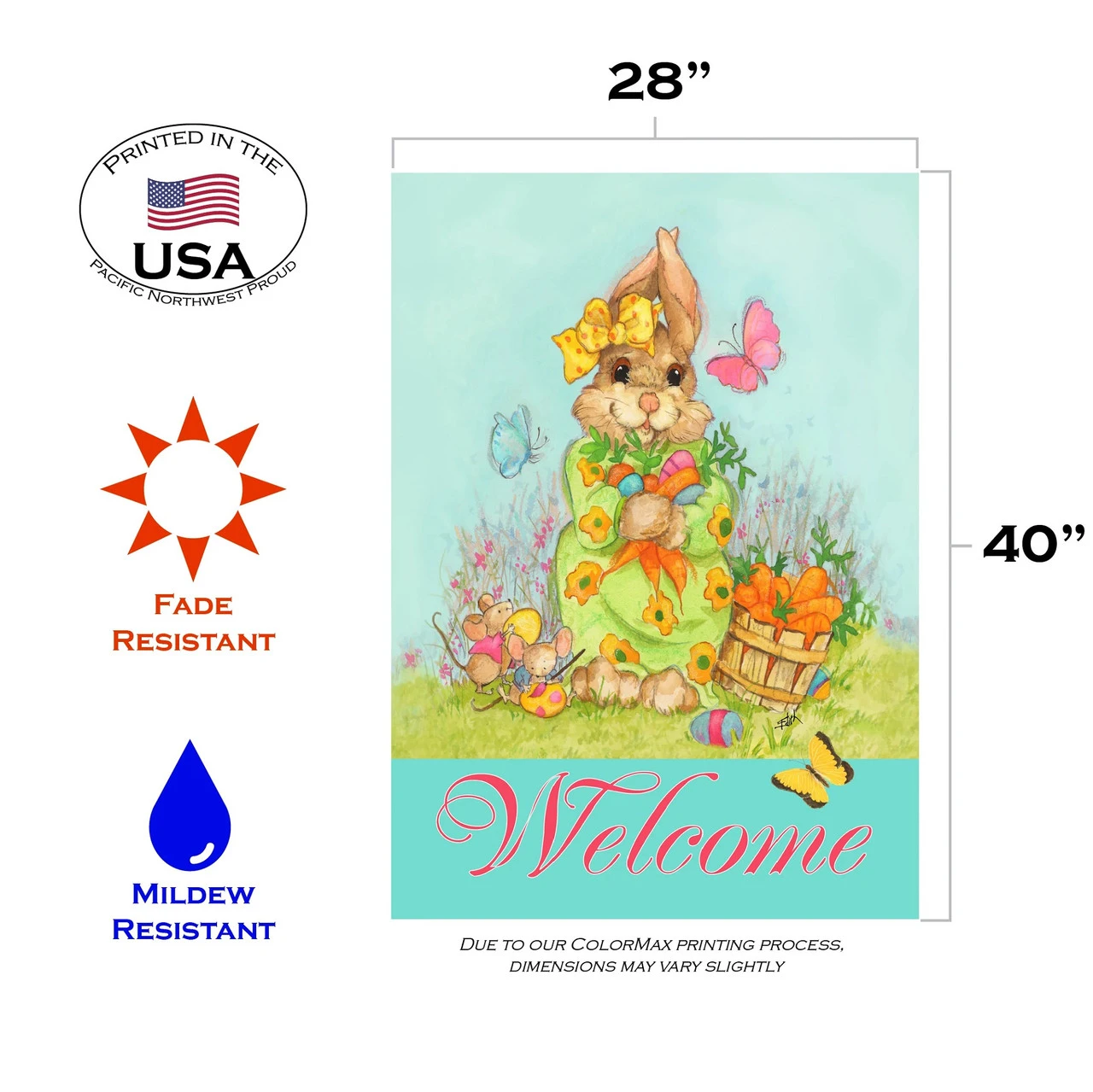 Easter Bounty 'Welcome' Outdoor House Flag 40" X 28" 3 Easter Bounty 'Welcome' Outdoor House Flag 40" X 28" - Image 3