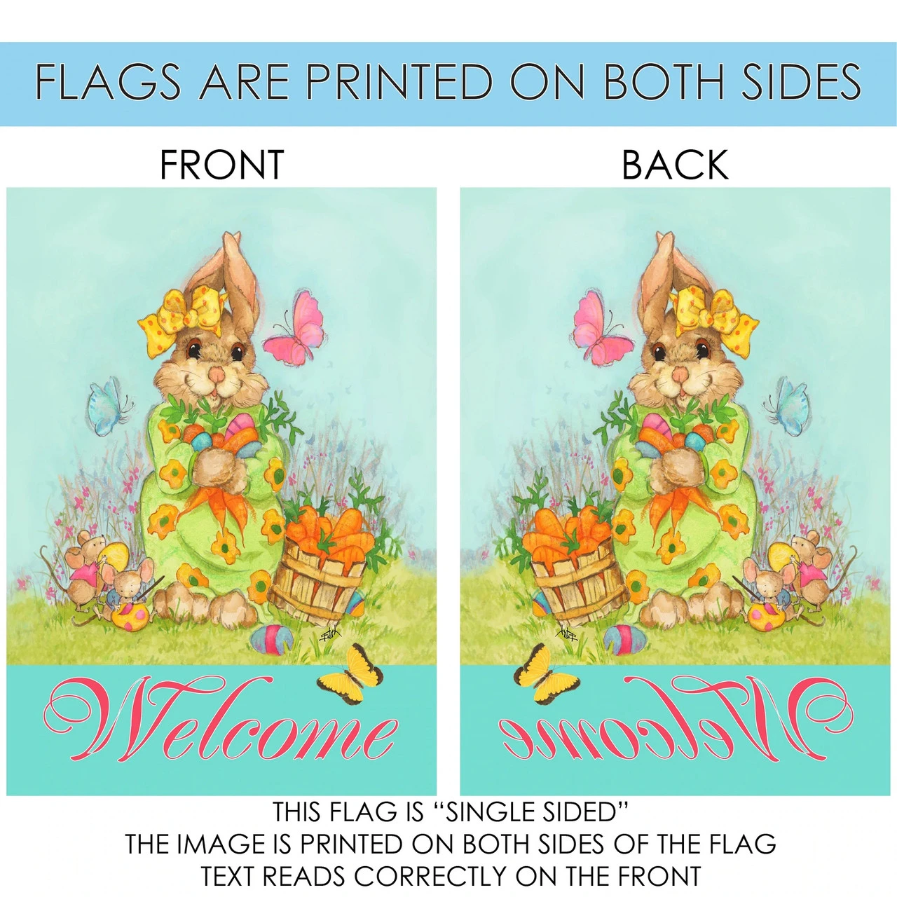 Easter Bounty 'Welcome' Outdoor House Flag 40" X 28" 4 Easter Bounty 'Welcome' Outdoor House Flag 40" X 28" - Image 4