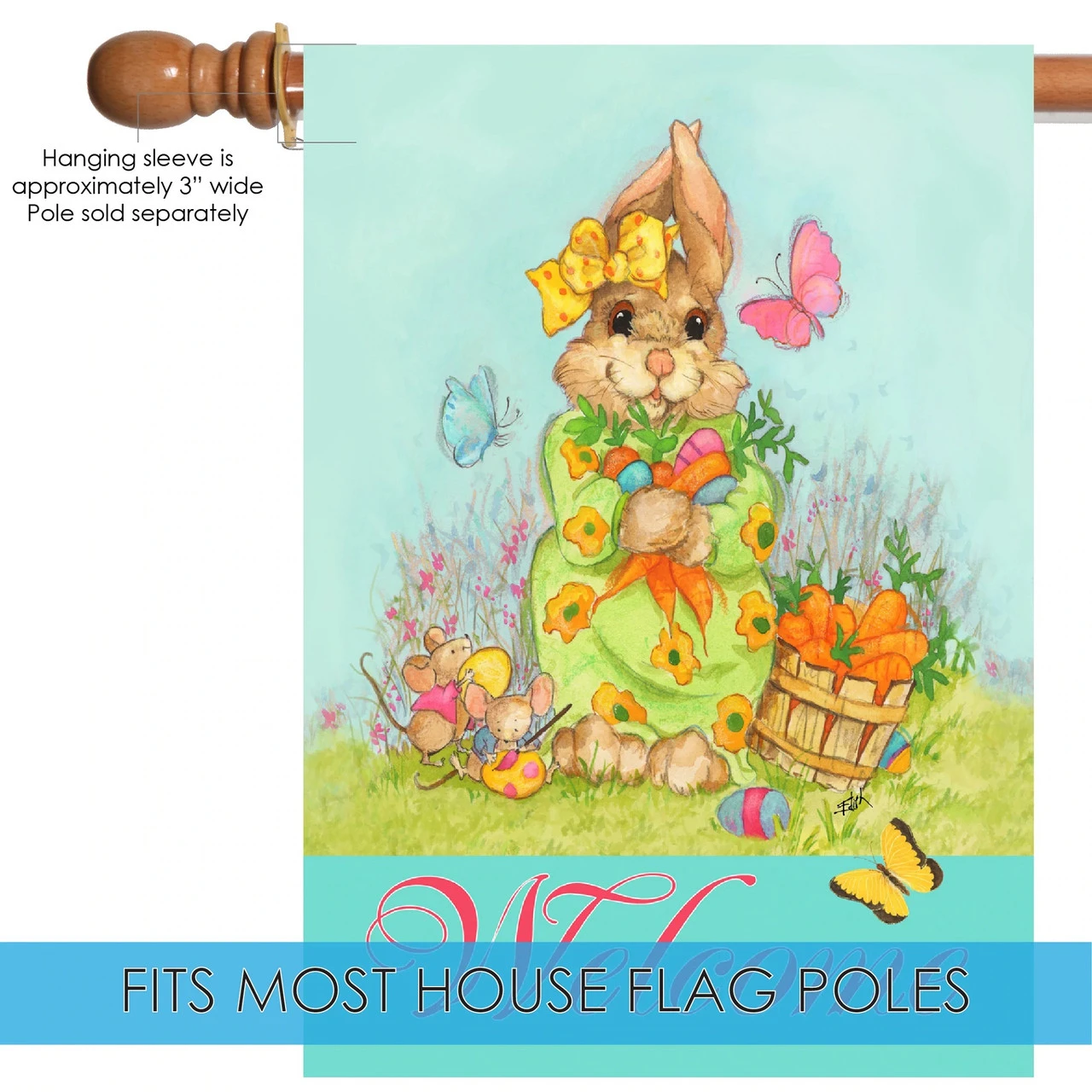 Easter Bounty 'Welcome' Outdoor House Flag 40" X 28" 5 Easter Bounty 'Welcome' Outdoor House Flag 40" X 28" - Image 5