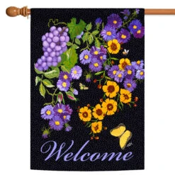 Butterfly Vineyard 'Welcome' Outdoor House Flag 40" X 28"