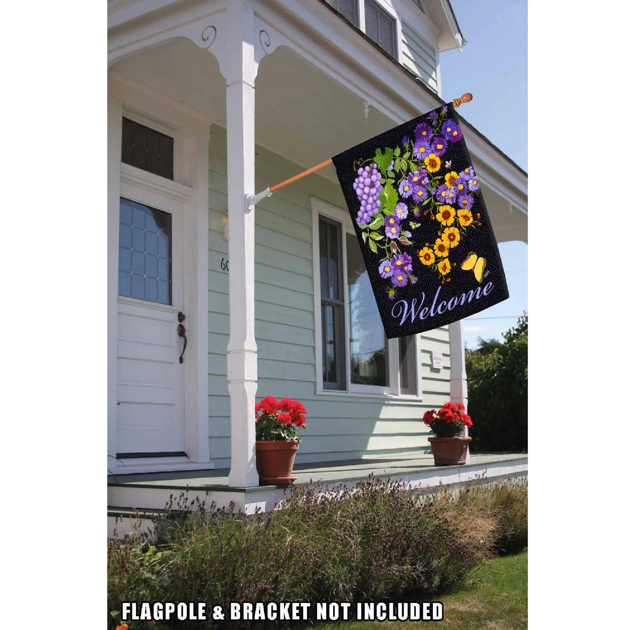 Butterfly Vineyard 'Welcome' Outdoor House Flag 40" X 28" 2 Butterfly Vineyard 'Welcome' Outdoor House Flag 40" X 28" - Image 2