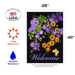 Butterfly Vineyard 'Welcome' Outdoor House Flag 40" X 28" 7 Butterfly Vineyard 'Welcome' Outdoor House Flag 40" X 28" -PatioVibe Shop zzzz34.3 01151.1682375289