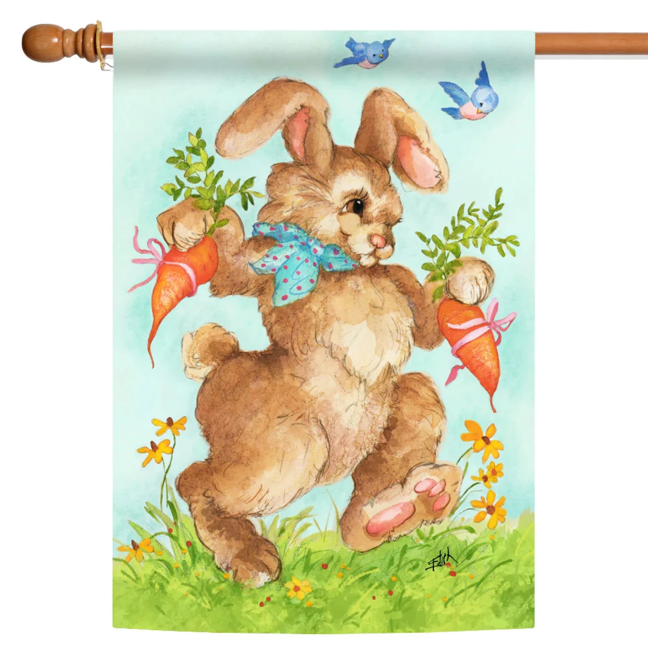 Bunny Gift Easter Outdoor House Flag 40" X 28" 1 Bunny Gift Easter Outdoor House Flag 40" X 28"