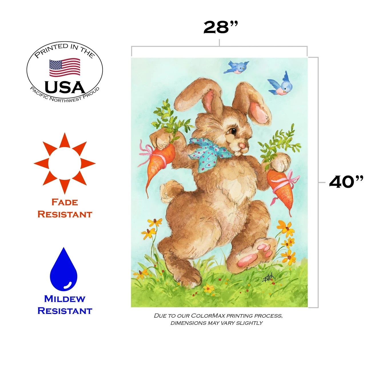Bunny Gift Easter Outdoor House Flag 40" X 28" 3 Bunny Gift Easter Outdoor House Flag 40" X 28" - Image 3