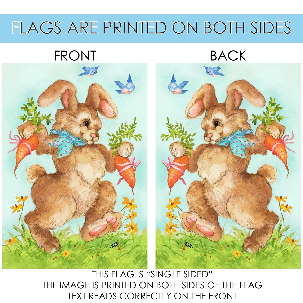 Bunny Gift Easter Outdoor House Flag 40" X 28" 4 Bunny Gift Easter Outdoor House Flag 40" X 28" - Image 4