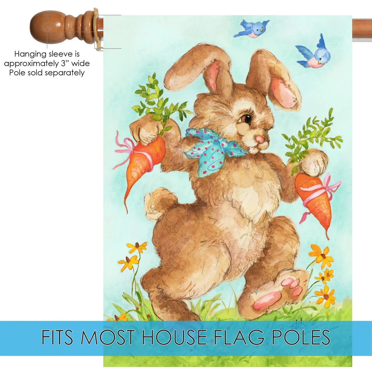 Bunny Gift Easter Outdoor House Flag 40" X 28" 5 Bunny Gift Easter Outdoor House Flag 40" X 28" - Image 5