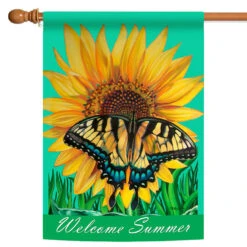 Swallowtail Sunflower Outdoor House Flag 40" X 28"