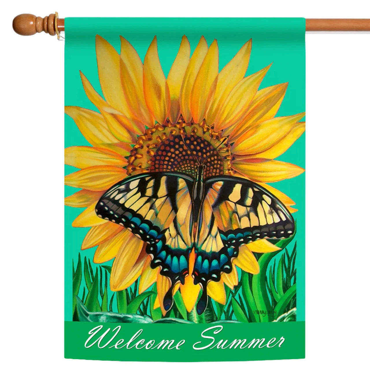 Swallowtail Sunflower Outdoor House Flag 40" X 28" 1 Swallowtail Sunflower Outdoor House Flag 40" X 28"