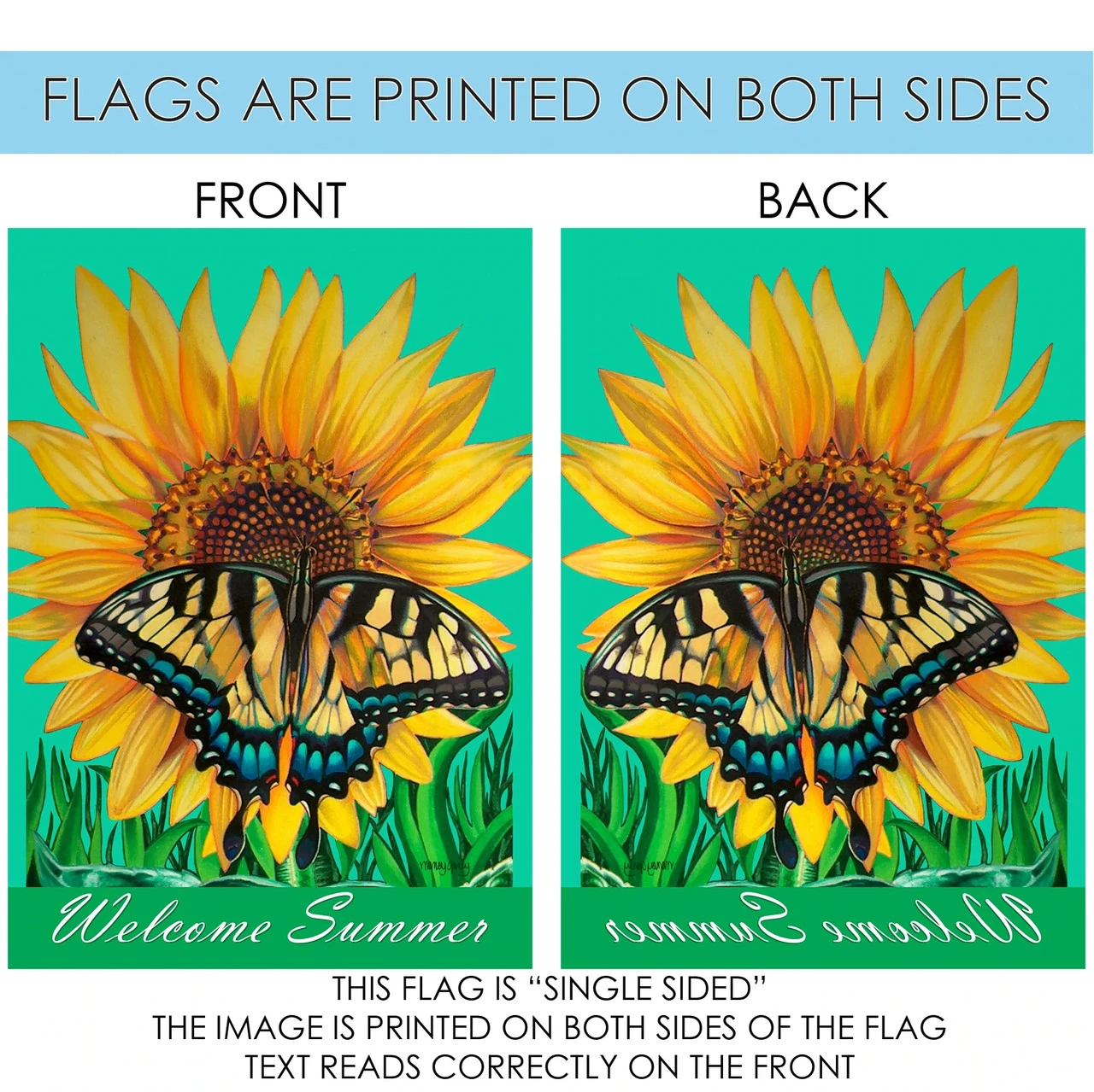 Swallowtail Sunflower Outdoor House Flag 40" X 28" 4 Swallowtail Sunflower Outdoor House Flag 40" X 28" - Image 4