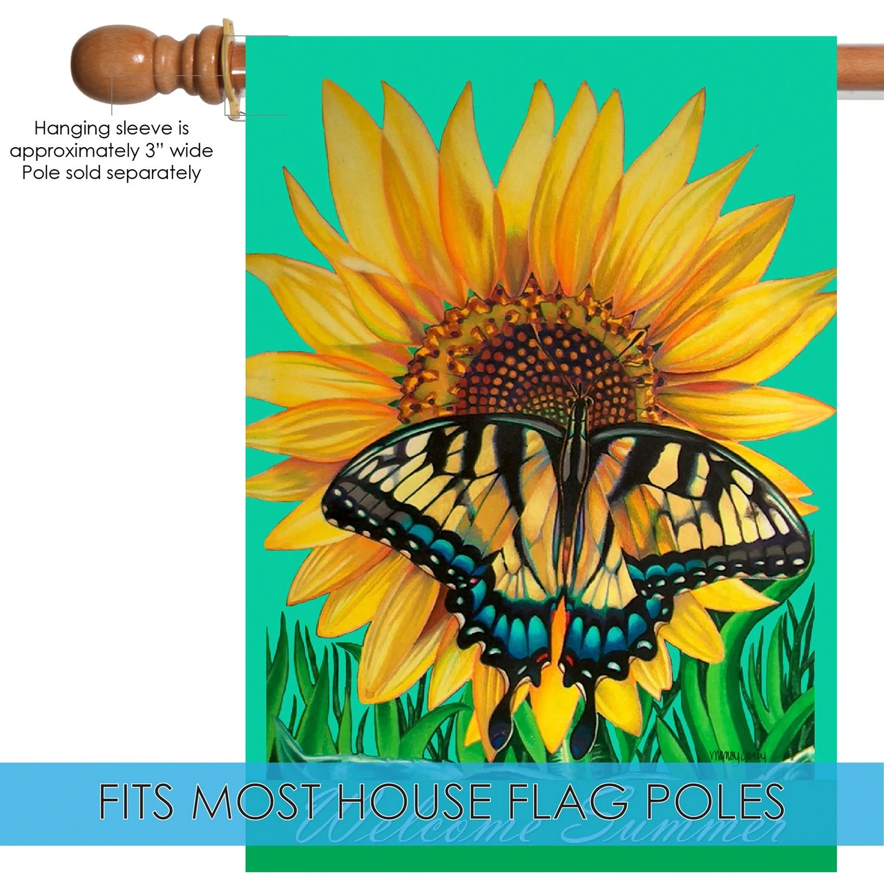 Swallowtail Sunflower Outdoor House Flag 40" X 28" 5 Swallowtail Sunflower Outdoor House Flag 40" X 28" - Image 5